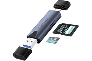 Miangsy USB C und USB 3.0 SD Kartenleser, SD/Micro SD 2-in-1-Kartenlesegerät mit Dual Steckern, OTG Adapter, für SDXC, SDHC, SD, MMC, RS-MMC, Micro SDXC, Micro SD, Micro SDHC Karte und UHS-I Karten