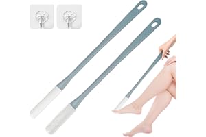 ACENTOR Spazzola per Piedi da Doccia, 2 pezzi Spazzola Pulizia per Piedi 40cm, Spazzole in Silicone per Lavare i Piedi, Spazzola per Doccia con Manico Lungo, spazzola per la doccia dei piedi per anziani