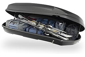 ‎VDP Auto Dachbox Satellite 600 - Dachkoffer Gepäckbox 600 Liter - Autokoffer Dach Box abschließbar Zentralverriegelung - universal geeignet für PKW Van SUV - schwarz matt