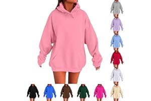 IQYU Hoodie Women's Oversize Long with Hood - Hoodies for Teenagers Girls Oversized Sweatshirt Cotton Hoodie Large Sizes Long Sleeve Pullover Plain Basic Long Sleeve Shirt Harajuku Streetwear