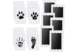 Nabance Inkless Hand & Footprint Kit, 6 Baby Inkless Print Pads, 12 Imprint Cards, Dog Paw Print Kit, Baby Imprint Kits Safe Non-Toxic, Pet Paw Stamp Pads, Family Keepsake Kit - Black