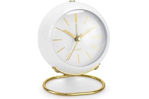Azyh Reloj despertador analógico con bonito diseño simple, reloj de mesa retro con luz nocturna, silencioso, sin tictac, funciona con pilas, para niños, dormitorio, viajes, cocina, mesita de noche,
