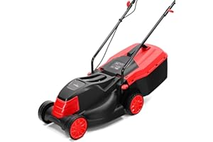 LEHMANN Tagliaerba Elettrico, 1200 W, Larghezza di Taglio 32 cm, Cesto Raccoglierba 25 L, Regolazione Altezza Taglio 3 Livelli 25–65 mm, per superfici fino a 500 m², 3450 giri/min