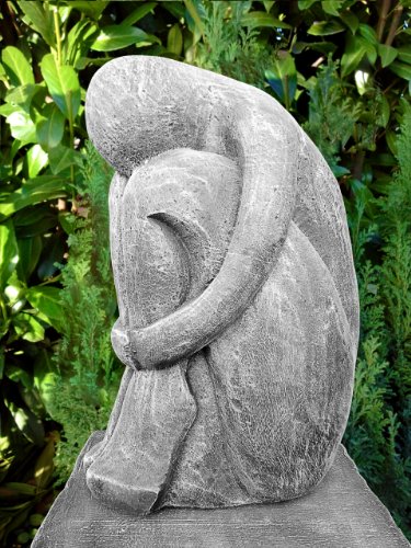 Steinfigur Single in Schiefergrau, abstrakte Deko-Figur für Haus und Garten, moderne Statue als Garten-figur - 3