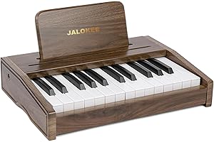 JALOKEE Teclado de piano infantil, piano digital para niños, instrumento musical educativo de juguete, Juguete de madera para niños y niñas mayores de 3 años (Nogal, 25 Teclas)