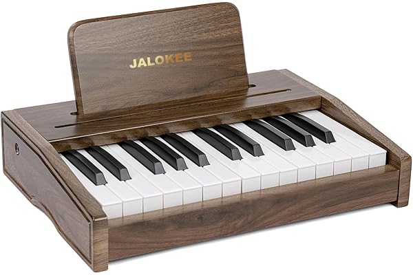 JALOKEE Clavier de Piano pour Enfants, Piano numérique pour Enfants, Instrument de Musique éducatif, Jouet en Bois pour Filles et garçons de Plus de 3 Ans (Noyer, 25 Touches)