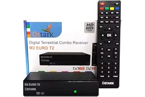 Ostark M2 Euro T2 DVB T2/C Receptor Terrestre Cable TDT TDT2 FTA DVB-T2 DVB-C, H.265 HEVC Full HD PVR, Un USB, Dual LNB, SCART, HDMI Coaxial