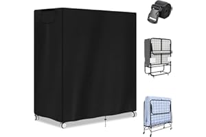 YMPPMKN Klappbett Staubdichte Abdeckung Schwerlast 600D Oxford Gewebe mit Schnallen und Kordelzug, Wasserdicht, Klappbett Multifunktionale Schutzhülle, Klappbett Schutzabdeckung,99*38*114cm (Black)