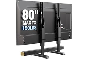 AX WABER Uniwersalny stojak na telewizor, podstawa pod telewizor bez chybotania zamiennik dla większości telewizorów LCD LED o przekątnej od 24 do 80 cali, 7 nóżek do telewizora z regulacją wysokości do 68 kg