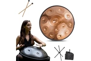LXHGVKHJ Strumento Handpan - 432Hz/440Hz 9/10/ 12 Note - Steel Tongue Drum da 55cm - Hand Pan Drum con Supporto per Battenti per la Guarigione del Suono (Size : 440Hz, Color : GOLD_12 NOTES)