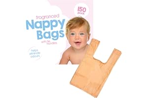 D.A.Y. REPUBLIC 150 Coloured Nappy Bags with Tie Handles, Fragranced for Eliminating Odours, Durable and Leak-proof, Light-weight and Perfect for Babies Travel Bags