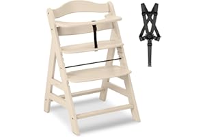 hauck Seggiolone Pappa in Legno Alpha+ - Seggiolone Evolutivo da 6 mesi fino a 90 kg - Sedia Evolutiva con Barra Frontale, Cintura Inguinale e a 5 Punti - Legno Certificato FSC® - Vaniglia