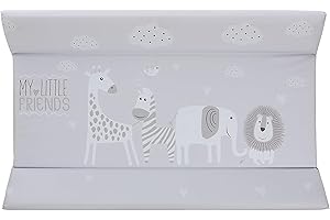PLASTIMYR Cambiador de Bebe 80x50 cm con Bordes Acolchados - Colchón Cambiador Bebe Rígido Impermeable Fácil de Limpiar - Cambiadores para Comoda de la Habitacion del Bebé (Rígido, Safari Gris)