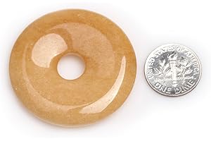 GEM-INSIDE CREATE YOUR OWN FASHION SHGbeads Natural Yellow Tiger Eye Gemstone Semi Precious Donut Beads for Jewelry Making 40mm 1Pcs