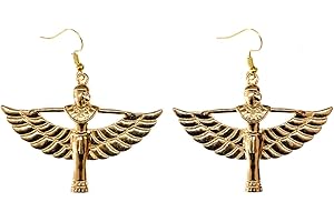 Miniblings Isis Orecchini Miniblings Egitto Ala Dea Egiziana Rinascita Oro XL – fatti a mano gioielli alla moda I orecchini orecchini, 54 x 38mm, Metallo Cotone