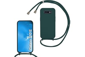 MBSLFY Silikon Handykette für Samsung Galaxy S10e Hülle mit Band,Verstellbarer Halskette Handyhülle,Necklace Hülle mit Band, Handyhülle für zum Umhängen,Case mit Schnur,Dunkel grün