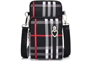 LTLSZRN Borsa a Tracolla da Donna in Nylon,Mini Cellulare Portafogli Donna con Tracolla Borsa Porta Cellulare, Fascia da Braccio per Cellulare con Porta Cuffie, Borsa Messenger Donna…