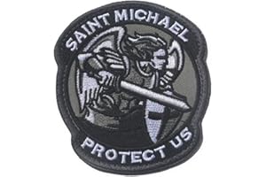 Ohrong Saint Michael Protect Us toppa tattica ricamata a dondolo pianeta spada moderna militare ACU bracciale distintivo morale emblema applique (nero)