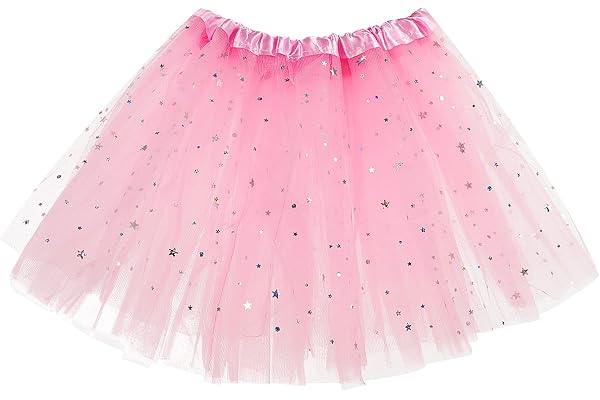 Sibba Sparkle Tutu kjol balettdans byxkjolar 3 lager tyll paljett stjärna rollspel födelsedag prinsessa fest flickor