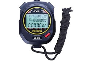 FCXJTU Professioneller Stoppuhr-Timer, 3-reihig, 10 Runden/Split-Speicher Countup/Down-Timer, extra großes Display mit Tempo-Modus, Kalender inklusive Batterie, Umhängeband für Sportveranstaltungen