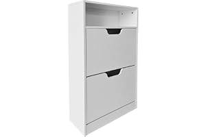 Relaxdays skoskåp med hylla, HBT: 102x60x24 cm, för 8 par, 2 luckor, vitt