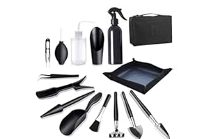 BEJAGWUS Kit Attrezzi Giardinaggio per Bonsai per La Cura di Piante in Miniatura in Interni,Kit di Strumenti 14 Pezzi con Borsa,Set di Attrezzi da Giardino (Nero)