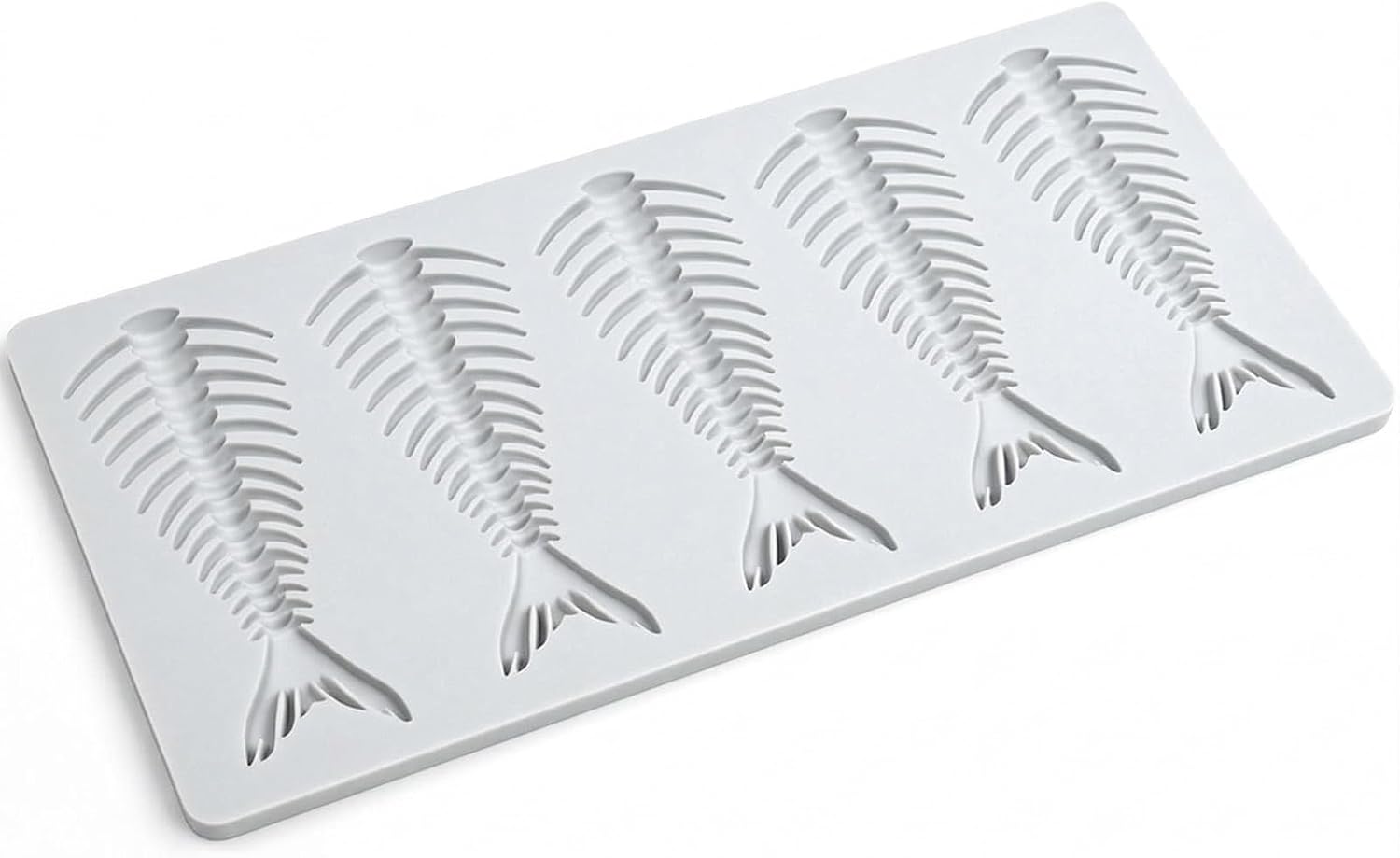 wilcractk molde de silicona con forma de espina de pescado, 5 cavidades anchas para decoración y emplatado de repostería, resistente a altas temperaturas para fondant, chocolate y repostería creativa