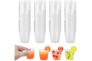 VEITEIBE 100PCS Verres à Liqueur en Plastique,30 ml Verres à Shot en Plastique, Verres à Shot Réutilisables,Tasses à Dessert Transparentes,pour Mariages,Fêtes,Dégustation en magasin,Bar Cocktail Jus Gâteau