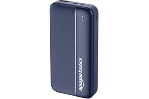 Amazon Basics 20000 mAh Power Bank | 22.5W Fast Charging | Dual Output & Input | Charge 3 Devices Simultaneously | for Smartphones, TWS Earbuds, Speakers, Tablets (Dark Blue)