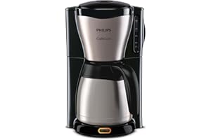 Philips Machine à Café Filtre - Verseuse Isotherme 1.2 L, Jusqu'à 15 Tasses, Goût de Café Riche, Arrêt Automatique Direct, En Inox, Argent/Noir (HD7546/20)