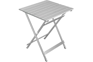 WOLTU Mesa Plegable para Exterior, Mesa Portátil para Playa Jardin Campana y Picnic, Mesita Auxiliar Ultraligera, 50,5x47x59,5 cm, Color Plateado, CPT8138sb
