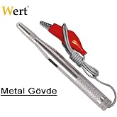 Wert W 2605, Oto Elektrik Kontrol Kalemi, Metal G&ouml;vdeli, 6/24V, Gri, Kırmızı