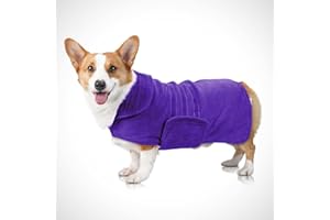 WE ART LEAVES Dog Bathrobe-400 GSM S Size Purple Microfiber Dog Drying Coat-Double Layered Dog Towels for Drying Dogs-Fast Drying Dog Towel -Super Absorbent Hook & Loop Design Dog Robe