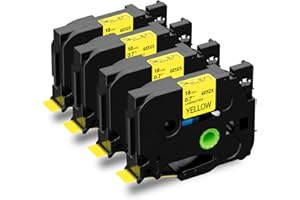 Upwinning Tze 641 Tze-641 Tze Ruban 18 mm Jaune Compatible Brother P-Touch Ruban 18 mm Jaune, recahrge Brother Tze 18 mm Jaune pour Brother P Touch D400 D400VP D450 1830 900 PT-2430