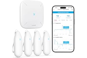 X-Sense WiFi Thermomètre Hygromètre Intérieur, Smart Moniteur de la Température et de l'Humidité avec Alertes sur l'App, Exportation Gratuite des Données Stockées, Compatible avec Alexa, STH55