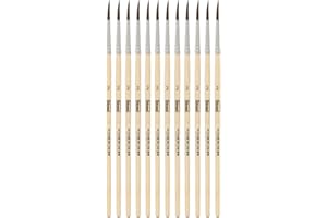 Idena 90087 - Pennelli per capelli, misura 2, con manico in legno non verniciato, set di 12, pennelli per pittura per bambini, artisti per hobby