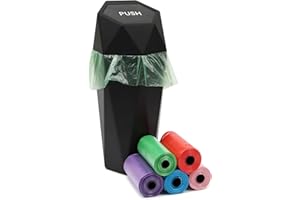 JOYSKY Samochodowy pojemnik na śmieci, mały, z pokrywką, przenośny, z 90 workami na śmieci 6,5 x 5,5 x 20 cm, diamentowe wzornictwo, do samochodów ciężarowych SUV, do domu, biura, kolor czarny