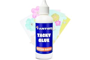 7 Artists Tacky Glue 80 ml – Colle Scrapbooking Liquide Transparente Idéale pour Papier, Bois, Tissu, Carton & Plus | Séchage Rapide, Forte Adhérence | Parfaite pour Loisirs Créatifs & DIY