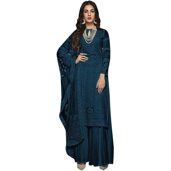 Abito Da Sposa Salwar Kameez Ricamato - Stile Indiano-Pakistano Con Plazzo E Dupatta