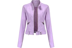 WHZXYDN Veste Courte en Cuir pour Femmes, Printemps Et Automne, Veste à Col Montant, Taille EuropéEnne