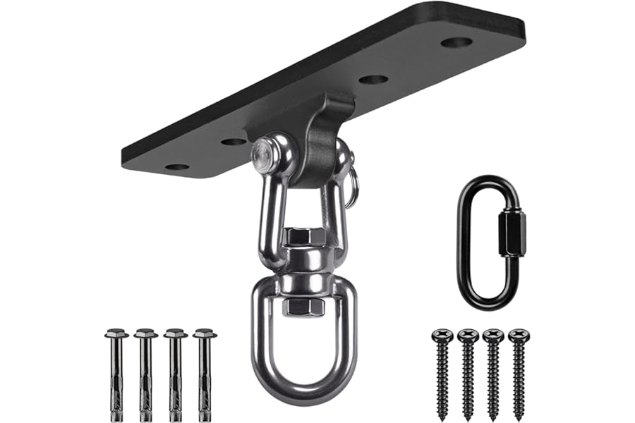 Dolibest Punching Bag Hanger, Boxing Ceiling Hook Punch Holder 4 Hole Swing Bracket Swivel for Gym Heavy Bag Hammock Chair Wood/Concrete Wall Beam Mount