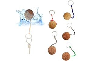 Eowppue 6 Pcs Floating Cork Keyring Ball Key Chain, Wooden Ball Water Buoyant Ring Lightweight for Kayak Boat Accessories Swimming Diving Sailing Canoeing Marine Boat (3.5cm)