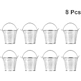 8Pcs Mini Silver Tinplate Buckets Cute Small Flower Pots for Home Decor Ideal for Windowsill or Desk Decoration