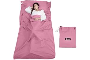 Queta Sac de Couchage Sac de Couchage de Drap Sac de Couchage Rectangulaire Ultraléger pour Voyage (115cm × 210cm)