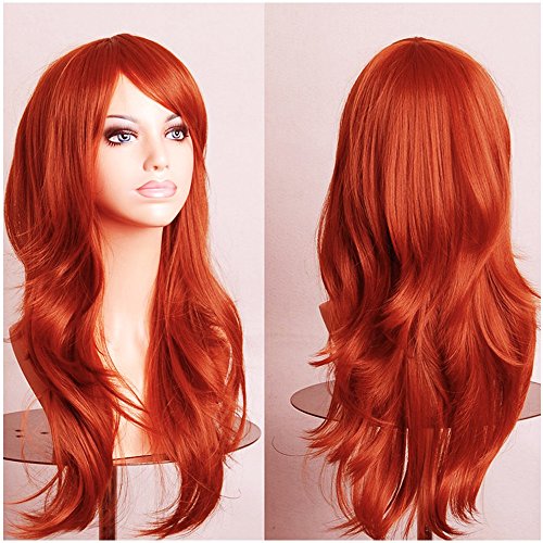 S-noilite Women Full Head Wigs 22Inch Long Layer Cosplay Party Fancy Dress Synthetic Orange