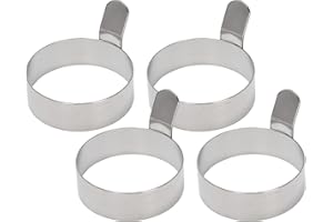 Niukuyu 4 Pcs Egg Frying Rings Stainless Steel Omelette Model Pancake Rings Round Fried Poach Mould with Handle S