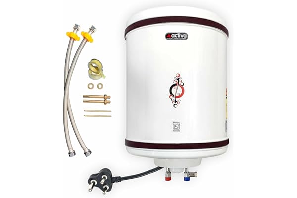 Activa Storage 35 Ltr 5 Star 2 Kva Geyser (0.8Mm Ss Tank) Special Anti Rust Coating Metal Body, Hotline/Crystal Ivory Free Installation Kit And Adjustable Outer Thermostat 5 Year Warranty - Wall