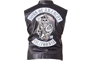 SPURZE Sons of Anarchy SOA Jax Teller Veste de motard Charlie Hunnam Highway pour homme Noir - Gilet en cuir véritable