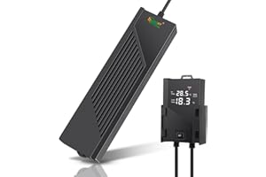 hygger Pręt grzewczy do akwarium, 800 W, regulowane cyfrowe ogrzewanie do akwarium, grzejnik do akwarium, podgrzewacz do akwarium z zewnętrznym sterowaniem LED, podgrzewacz do zbiornika na wodę