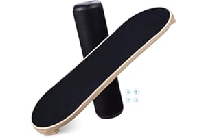 BEAUTLOHAS. Surf Balance Board Holz/Balance Skateboard inkl. Rolle | Koordinationstraining für Surfbrett, Surfboard, Skateboard, Sport Balance Board, Kraft- & Gleichgewichtstrainer Indoor & Outdoor